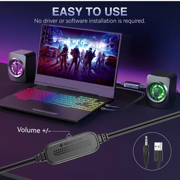 Computer Speakers, RGB PC Speakers, 3.5mm USB Powered Aux Speaker - Picture 10 of 10